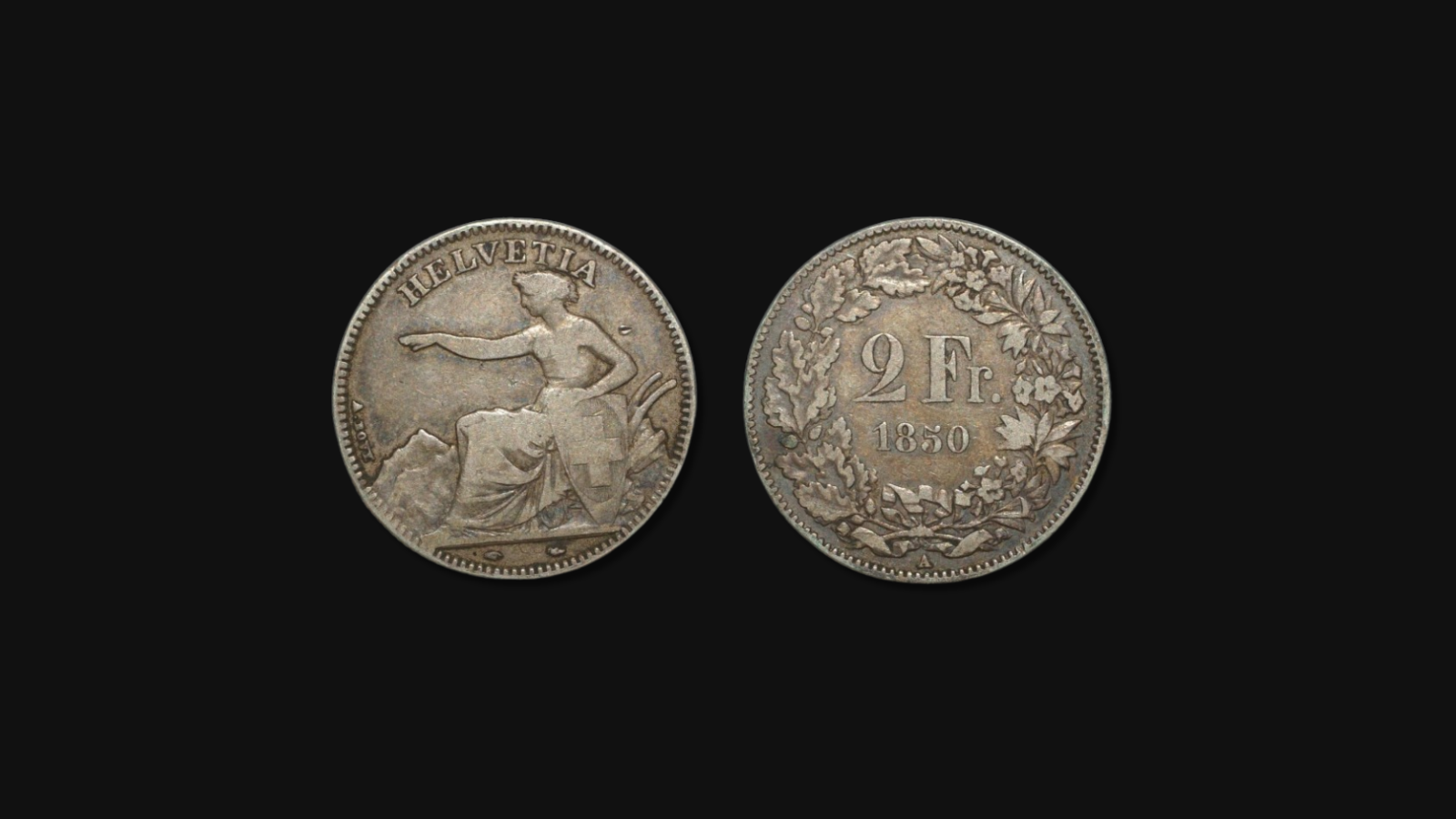 Pièce de 2 francs suisse datant de 1850